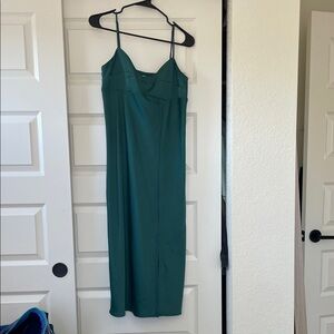 Women's Teal Slip Dress with Spaghetti Straps
